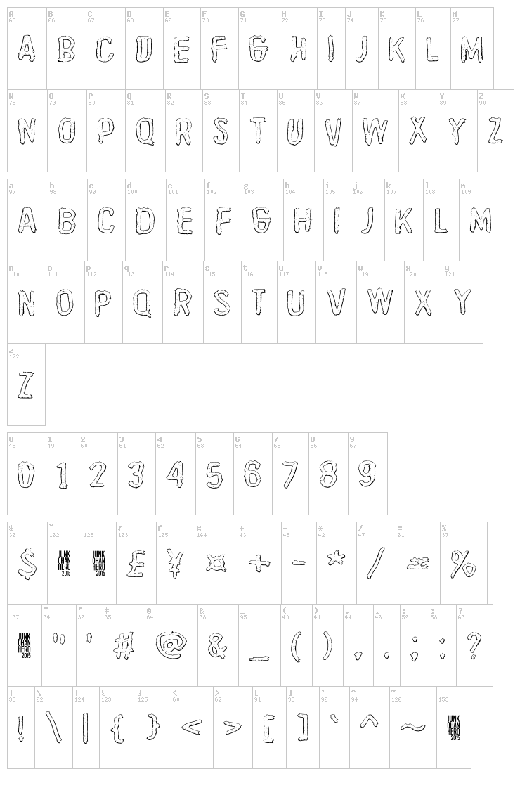 Quicksand X font map